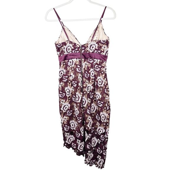 Bardot NWOT Dahlia Purple Lace Asymmetrical Cocktail Silhouette Sheath Dress - Picture 5 of 7
